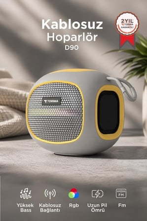 Özel Üretim Kamp Kablosuz Seyahat Bluetooth Hoparlör D90 Gri 5W