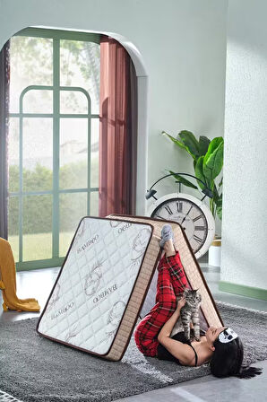 Deluxe Bej 100x200 Katlanır Yatak, Yer Yatağı, Misafir Yatağı, Kamp Yatağı (Ölçü Seçenekli)