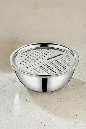 Hazneli Rende Paslanmaz Çelik 4 Farklı Rendeleme Çok Amaçlı Karıştırma Kabı Rendeli Kap 24 Cm