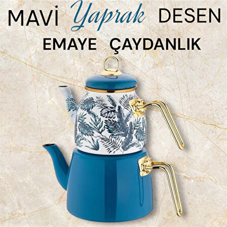 Elite Class Mavi Yaprak Desenli Çaydanlık PMTL-200801