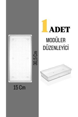 XL Bade Modüler Çekmece İçi Düzenleyici - Banyo Makyaj Takı Organizer Ofis Düzenleyici 30,5 x 15 cm