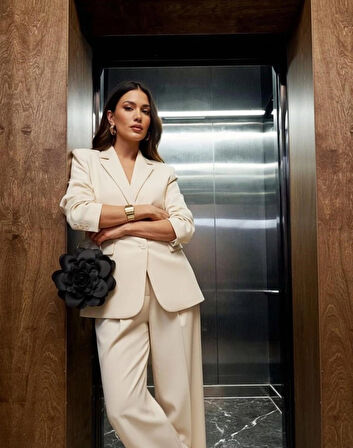 Siyah Kumaş Gümüş Metal Saplı Gül Çiçek Çanta El Çantası Aksesuar Abiye Günlük Şık Kadın Çantası