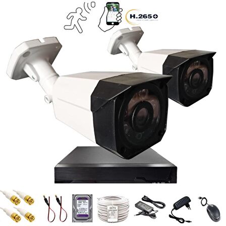 2 KAMERALI 6 SÜPER KING LEDLİ 1080P PLASTİK KASA GÜVENLİK KAMERA SETİ