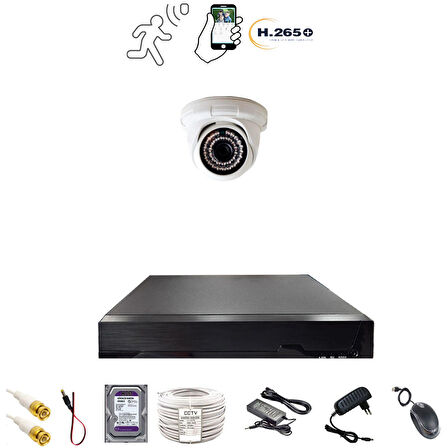 1 DOME KAMERALI 1080P 36 IRLED GÜVENLİK KAMERA SETİ