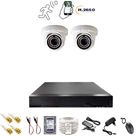 2 DOME KAMERALI 1080P 36 IRLED GÜVENLİK KAMERA SETİ