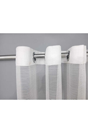 Beyaz File Rustik Tül Perdesi Kuşgözü Perde Rustik Tül Perde