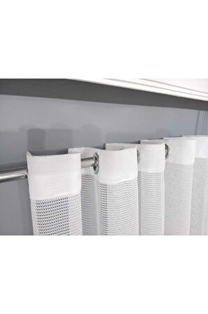 Beyaz File Rustik Tül Perdesi Kuşgözü Perde Rustik Tül Perde