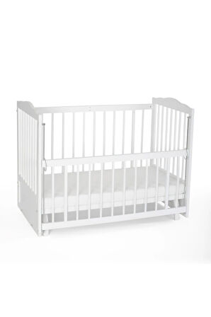 Ahşap Beşik Anne Yanı Beşik Beyaz 60x120 Krem Prens ( Erkek ) Uyku Seti Yatak
