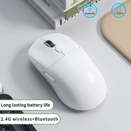 3 Modlu Kablosuz Oyun Mouse Type-C Şarjlı Bluetooth 2.4GHz Dual Mode 6400 DPI Ultra S203 beyaz