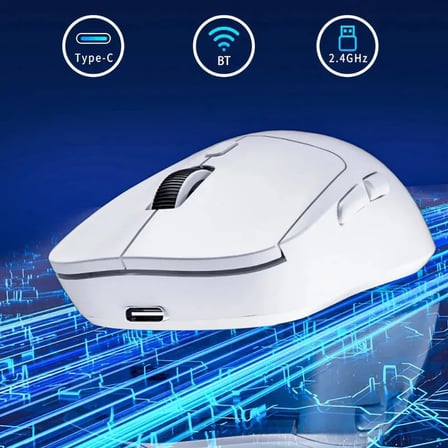3 Modlu Kablosuz Oyun Mouse Type-C Şarjlı Bluetooth 2.4GHz Dual Mode 6400 DPI Ultra S203 beyaz