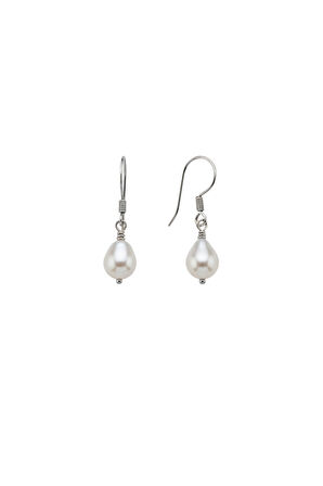 14 Ayar Altın Beyaz Barok Doğal İnci Küpe 10 mm