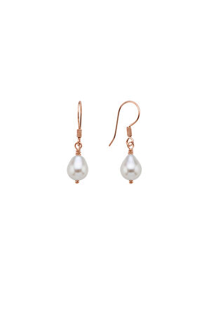 14 Ayar Altın Beyaz Barok Doğal İnci Küpe 10 mm