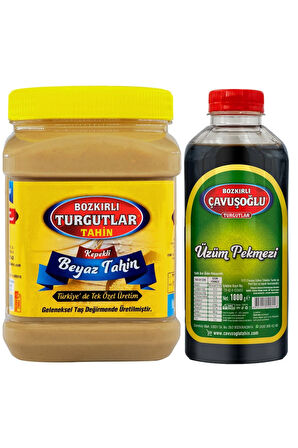 Tek Kavrulmuş  Kepekli Beyaz Tahin 930 g + Üzüm Pekmezi 1000g
