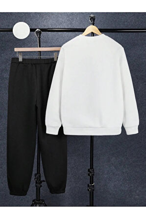 Los Angeles Baskılı Oversize Sweatshirt Çocuk Eşofman Takımı 2 İplik