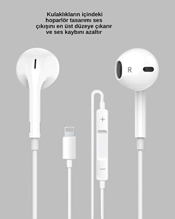 iPhone 14 ve altındaki modellerle uyumlu Kablolu kulaklık