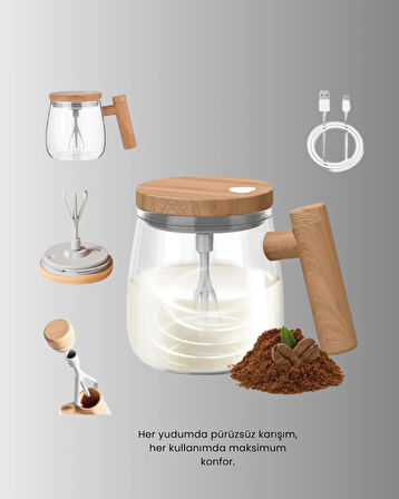 Otomatik Karıştırıcı Kupa – Su Geçirmez, Isıtmalı, USB Altlıklı