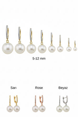 14 Ayar Altın Beyaz Doğal İnci Taşlı Küpe