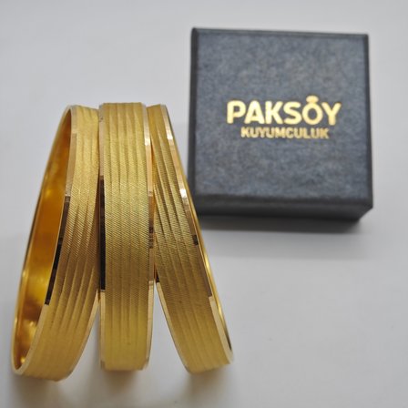 Paksoy 22 Ayar Hasır Desenli Yatırımlık Sarı Altın Bilezik 15.17 gr