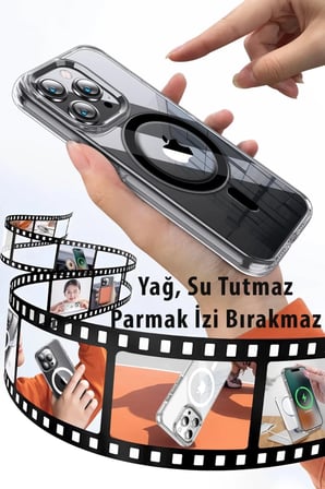 Joko Apple iPhone 14 Pro Uyumlu Kılıf Crystal Magsafe Kapak - Siyah