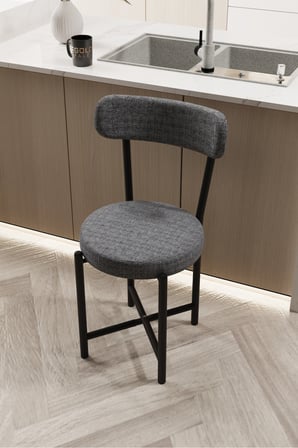 Sandalye 1 Adet Keten Kumaş Metal Ayak Modern Mutfak Sandalyesi Cafe Balkon Ofis Teddy 9816 Gri