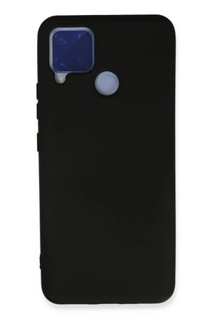 Realme C15 Uyumlu Kılıf Nano içi Kadife Silikon - Siyah