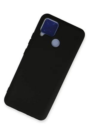 Realme C15 Uyumlu Kılıf Nano içi Kadife Silikon - Siyah
