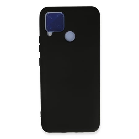 Realme C15 Uyumlu Kılıf Nano içi Kadife Silikon - Siyah