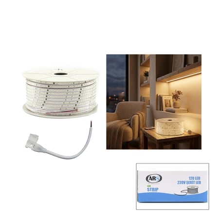 Dış Mekan 220V Şerit LED 120LED 100m (3000K / Günışık)