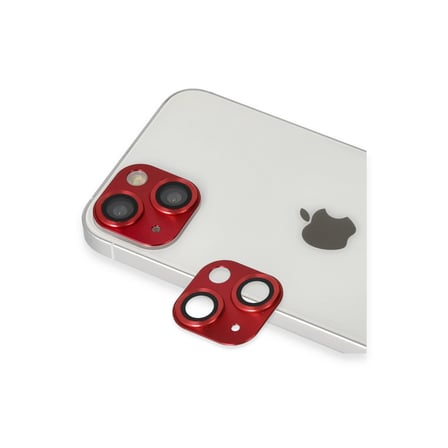 Apple iPhone 13 Uyumlu Pers Alüminyum Kamera Lens - Kırmızı
