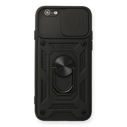 Apple iPhone 6 Uyumlu Kılıf Pars Lens Yüzüklü Silikon - Siyah