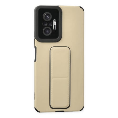 Xiaomi Redmi Note 10 Pro Uyumlu Kılıf Mega Standlı Silikon - Gold