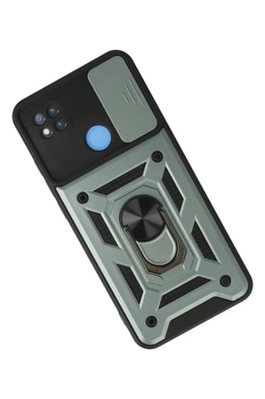 Xiaomi Redmi 9C Uyumlu Kılıf Pars Lens Yüzüklü Silikon - Yeşil