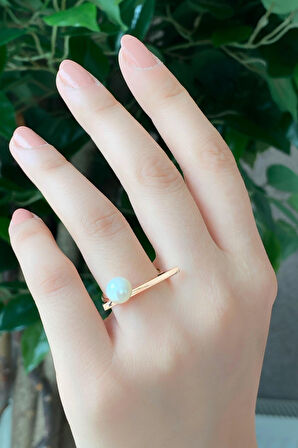 14 Ayar Altın 7 mm Tatlı Su Doğal İnci Yüzük