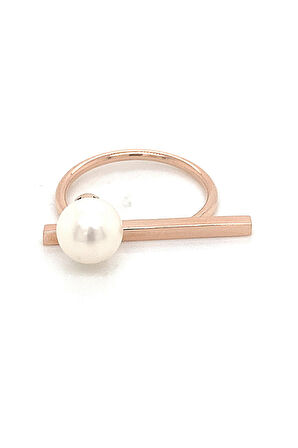 14 Ayar Altın 7 mm Tatlı Su Doğal İnci Yüzük