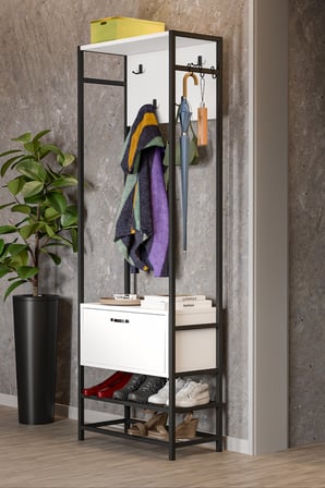 Metal Portmanto Beyaz 180 cm
