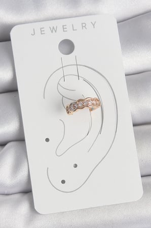 Pirinç Gold Renk Zirkon Taşlı Kadın Kıkırdak Küpe