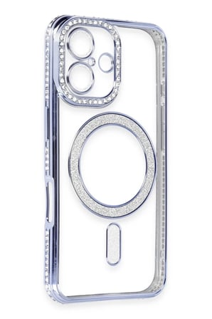 iPhone 16 Kılıf Joke Simli Magneticsafe Kılıf - Mavi