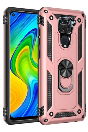 Xiaomi Redmi Note 9 Uyumlu Kılıf Sofya Yüzüklü Silikon Kapak - Rose
