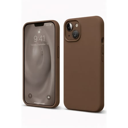 Apple iPhone 14 Uyumlu Kılıf First Silikon - Kahverengi