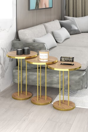 Gold Terra Sehpa Seti Ceviz 4'lü
