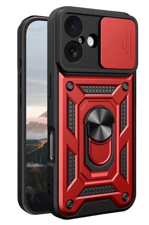 iPhone 17 Pars Lens Yüzüklü Silikon - Kırmızı