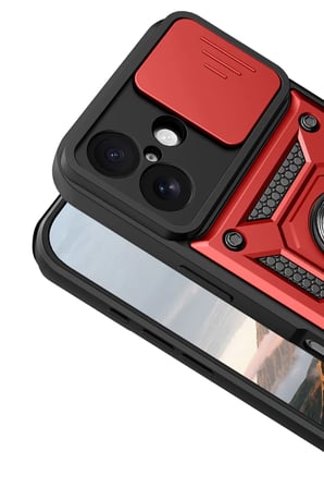 iPhone 17 Pars Lens Yüzüklü Silikon - Kırmızı