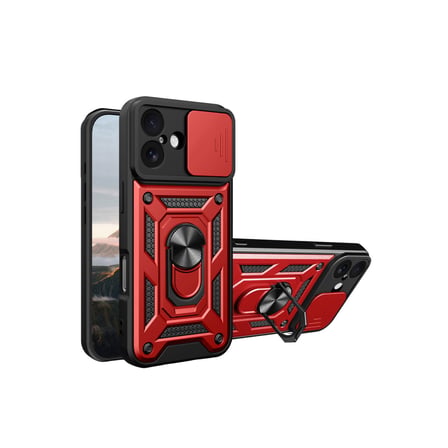 iPhone 17 Pars Lens Yüzüklü Silikon - Kırmızı
