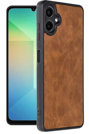 Samsung Galaxy A06 Uyumlu Kılıf Aras Deri Kapak - Taba