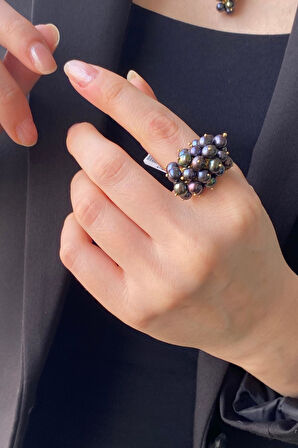 14 Ayar Altın Üzüm Salkımlı Doğal İnci Kadın Yüzük