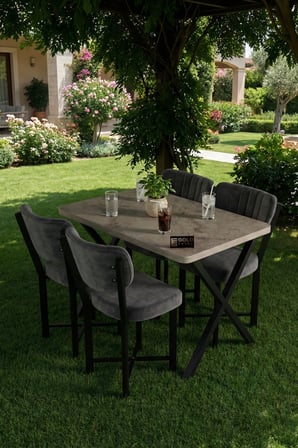 Mutfak Masası 110x70 cm Modern Ahşap Görünümlü Yemek Masası Ofis Bahçe Balkon Cafe Masa 9831 Travert