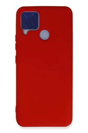 Realme C15 Uyumlu Kılıf Nano içi Kadife Silikon - Kırmızı