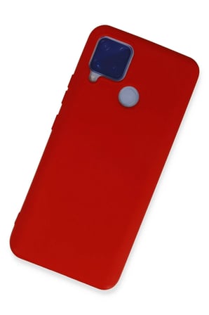 Realme C15 Uyumlu Kılıf Nano içi Kadife Silikon - Kırmızı