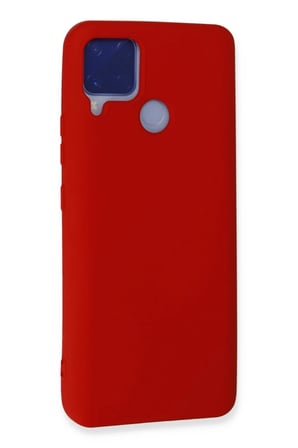 Realme C15 Uyumlu Kılıf Nano içi Kadife Silikon - Kırmızı