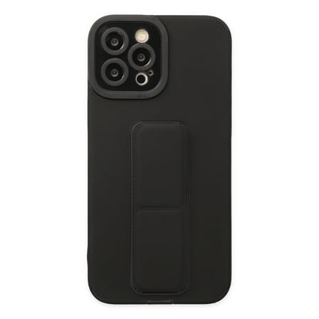 Apple iPhone 12 Pro Max Uyumlu Kılıf Mega Standlı Silikon - Siyah